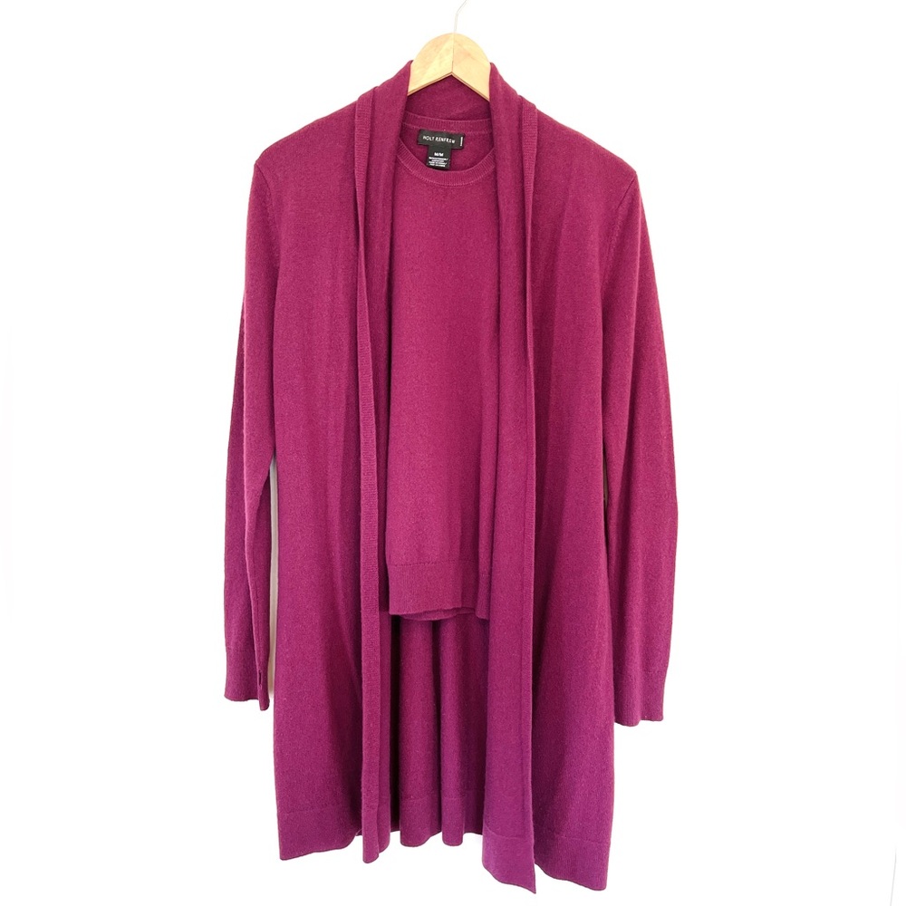 Holt Renfrew ๐ฏ Cashmere Tank & Open Shawl Collar Cardigan Set - Picture 3 of 10